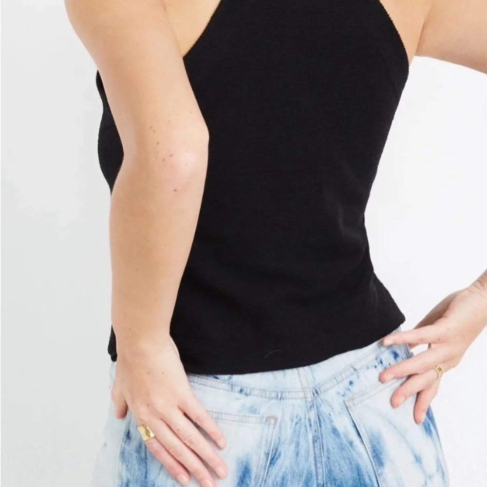 Madewell Texture & Thread Small Black Tie Strap Tank Swing Top - Picture 2 of 9